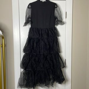 Black tulle short sleeve layered dress like new